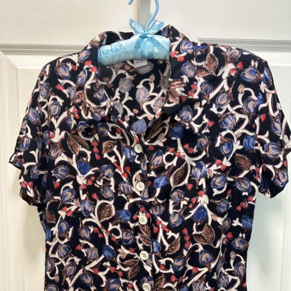 80's Vintage Sz 8 Retro Floral Button Down Mini Dress Summer Christine Parker - Picture 7 of 10
